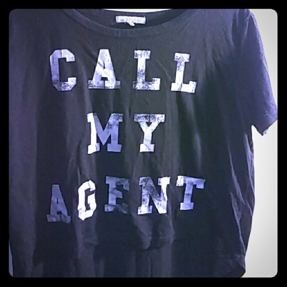 Black CALL MY AGENT slightly crop graphic tee ♠️